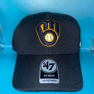 Milwaukee Brewers ‘47 Brand MVP Navy Blue MLB Baseball Adjustable Hat Cap NEW